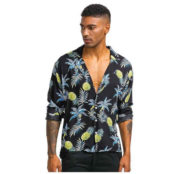 men's casual shirts mens printed hawaiian button slim fit long sleeve vintage shirt camisas masculina loose buttons, White;black
men's casual shirts mens printed hawaiian button slim fit long sleeve vintage shirt camisas masculina loose buttons, White;black