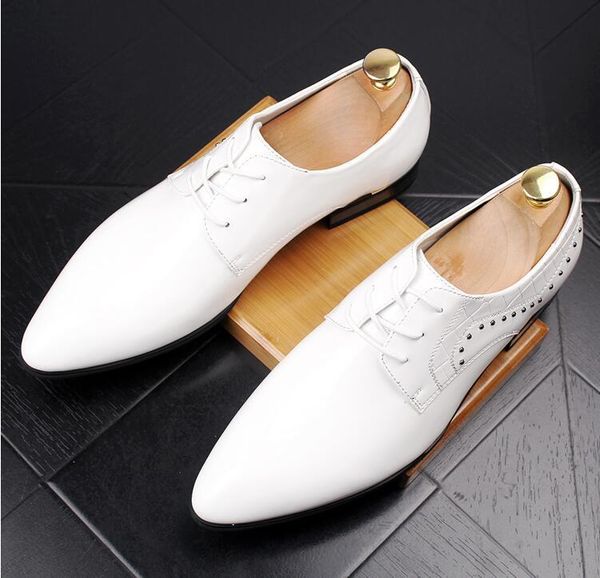 red patent leather men's dress shoes rivets business formal sapato social masculino, Black
red patent leather men's dress shoes rivets business formal sapato social masculino, Black