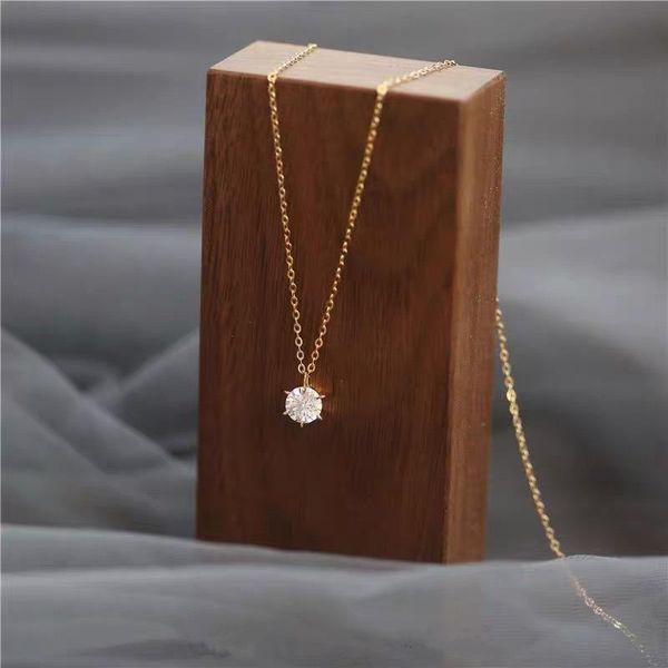 pendant necklaces 14k gold plated necklace simple versatile super flash six claw single rhinestone clavicle chain women jewelry, Silver
pendant necklaces 14k gold plated necklace simple versatile super flash six claw single rhinestone clavicle chain women jewelry, Silver