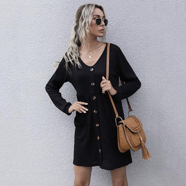 a-line pockets black dress elegant deep v-neck empire ladies frocks casual full sleeve button vintage summer mini vestidos dresses, Black;gray
a-line pockets black dress elegant deep v-neck empire ladies frocks casual full sleeve button vintage summer mini vestidos dresses, Black;gray