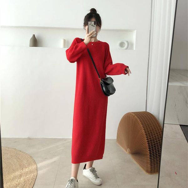 casual dresses women's knitted dress long robe spring autumn loose sweater korean clothing pullover elegant slim retro vestidos, Black;gray
casual dresses women's knitted dress long robe spring autumn loose sweater korean clothing pullover elegant slim retro vestidos, Black;gray