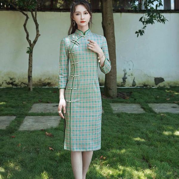 qipao women chinese traditional dress elegant vintage plaid oriental robe tight casual autumn party clothing cheongsam ethnic, Red
qipao women chinese traditional dress elegant vintage plaid oriental robe tight casual autumn party clothing cheongsam ethnic, Red