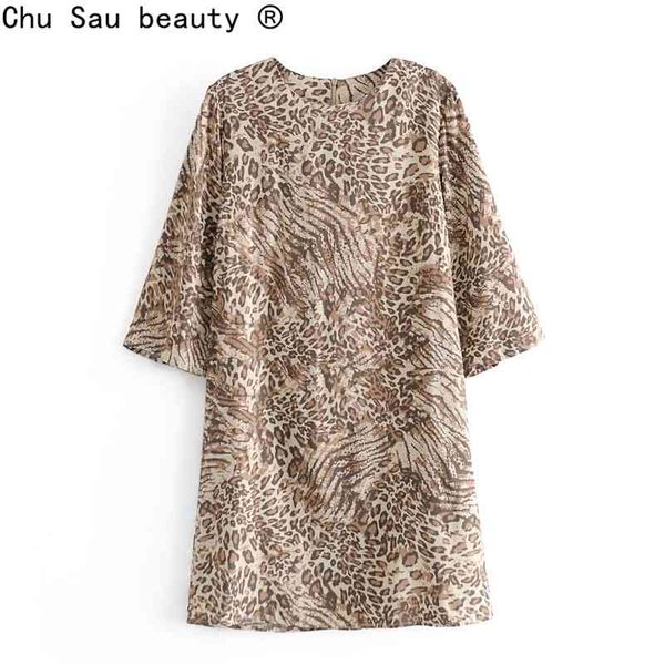 women's spring summer back invisible zipper o neck leopard five-point sleeve loose dress short skirt female fashion 210508, Black;gray
women's spring summer back invisible zipper o neck leopard five-point sleeve loose dress short skirt female fashion 210508, Black;gray
