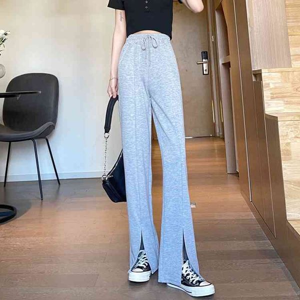 small slit mopping pants women's high waist straight spring fashion loose korean casual wide leg 210429, Blue
small slit mopping pants women's high waist straight spring fashion loose korean casual wide leg 210429, Blue