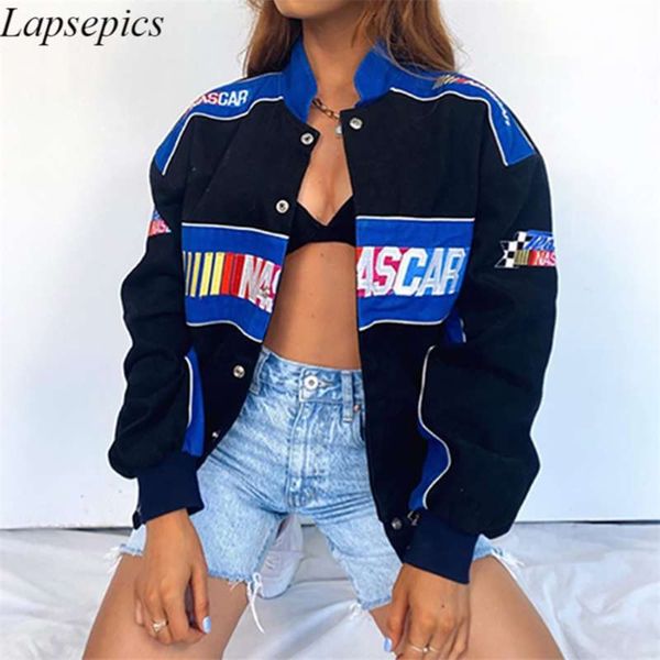 s-2xl spring sports style blue printed casual loose coat women jacket colorblock jackets for techwear 210928, Black;brown
s-2xl spring sports style blue printed casual loose coat women jacket colorblock jackets for techwear 210928, Black;brown