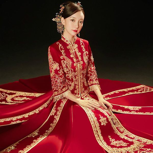 exquisite embroidery wedding dress chinese style marriage set women cheongsam oriental bride costume gift ethnic clothing, Red
exquisite embroidery wedding dress chinese style marriage set women cheongsam oriental bride costume gift ethnic clothing, Red