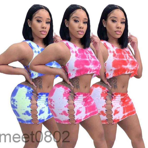 two piece dress 3 colors selling women's 2021 summer designer round neck pit tie dyed vest short skirt suit fashionable casual two-, White
two piece dress 3 colors selling women's 2021 summer designer round neck pit tie dyed vest short skirt suit fashionable casual two-, White