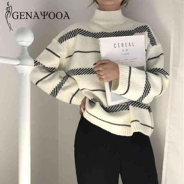 genayooa elegant cashmere women loose pullovers striped sweater turtleneck casual ladies knit jumpers winter fashion 210417, White;black
genayooa elegant cashmere women loose pullovers striped sweater turtleneck casual ladies knit jumpers winter fashion 210417, White;black