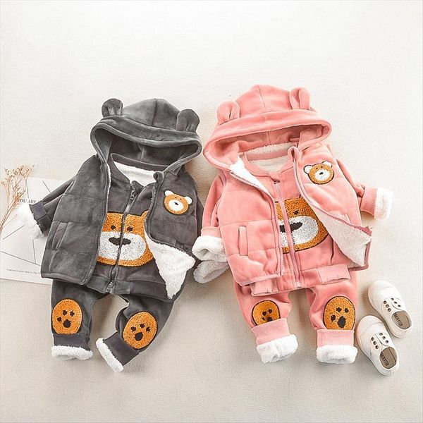 thick plush suit for baby boys winter cartoon bear lovely girls clothing set warm hooded vest shirt pants toddler kids, White
thick plush suit for baby boys winter cartoon bear lovely girls clothing set warm hooded vest shirt pants toddler kids, White