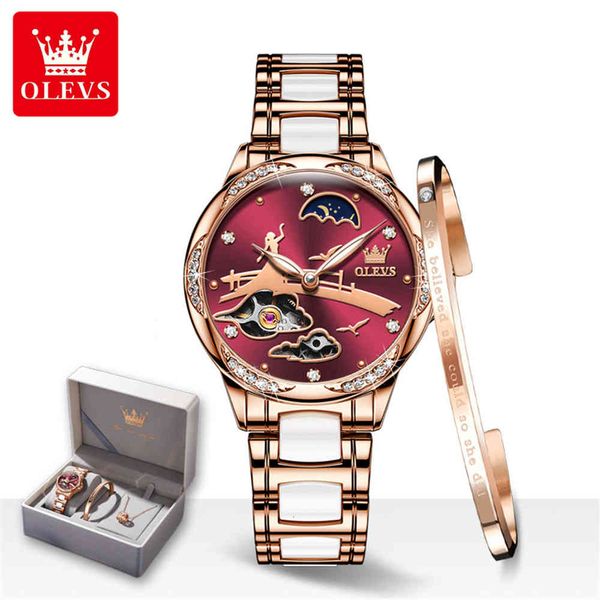 olevs fashion automatic mechanical women clock luxury brand bracelets ceramic tape waterproof montre femme damski, Slivery;brown
olevs fashion automatic mechanical women clock luxury brand bracelets ceramic tape waterproof montre femme damski, Slivery;brown