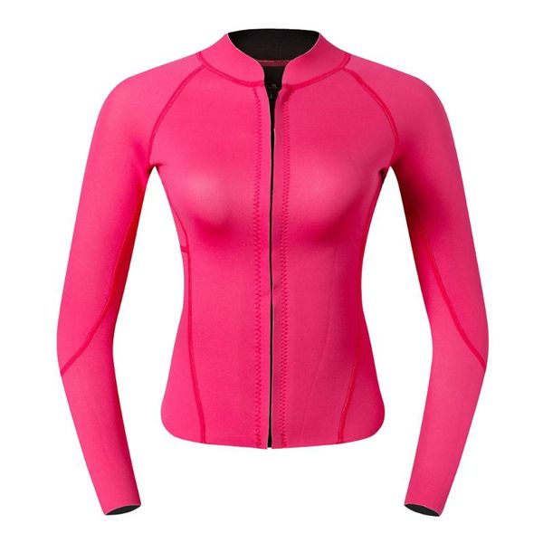 swim wear women wetsuit 2mm suit shirt diving swimming jacket rose red