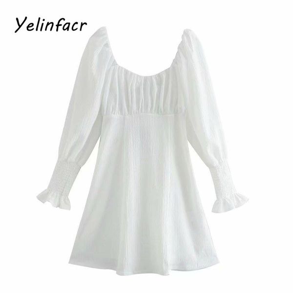 ladies square neck white a-line dress puff sleeve chic poplin short banquet casual dresses, Black;gray
ladies square neck white a-line dress puff sleeve chic poplin short banquet casual dresses, Black;gray