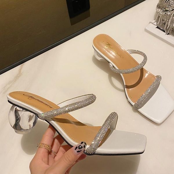 sandals women shoes summer female spike heel fashion bling slippers for lady square toe high heels slides 2021, Black 
sandals women shoes summer female spike heel fashion bling slippers for lady square toe high heels slides 2021, Black
