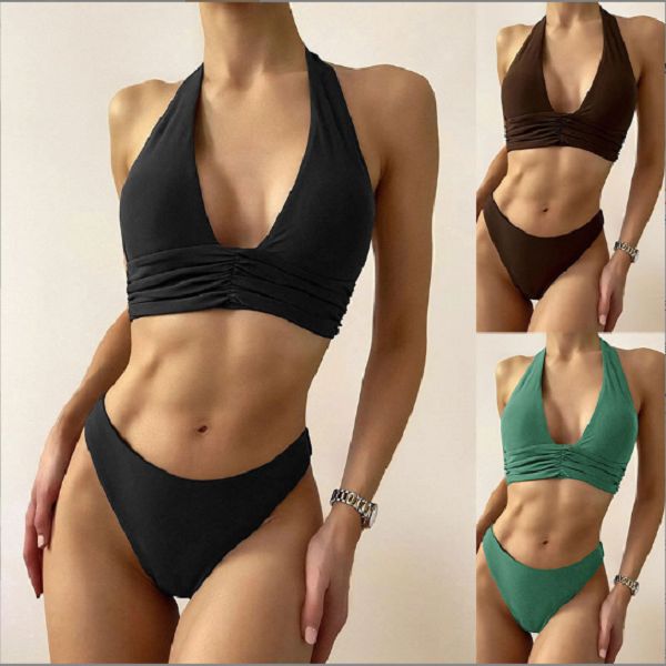women's swimwear bikini solid color split swimsuit women bikini european and american, White;black
women's swimwear bikini solid color split swimsuit women bikini european and american, White;black