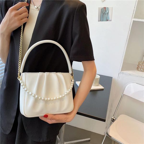 evening bags pearl portable small square bag 2021 trendy fashion luxury ladies fold shoulder summer chain messenger