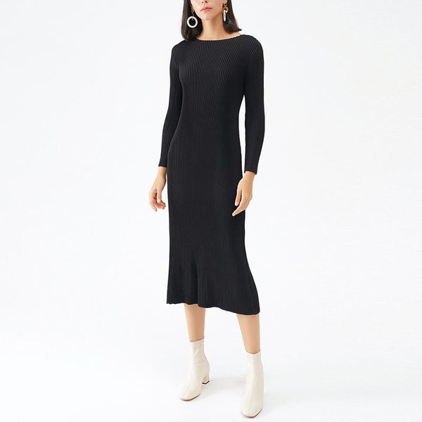 casual dresses autumn winter korean high dress miyake thick pleated slim long split a-line designer womens clothes, Black;gray
casual dresses autumn winter korean high dress miyake thick pleated slim long split a-line designer womens clothes, Black;gray