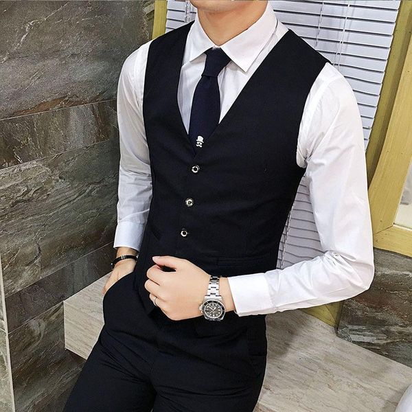 men' tank british suit vest slim fit business thin work clothing formal wear, White;black
men' tank british suit vest slim fit business thin work clothing formal wear, White;black