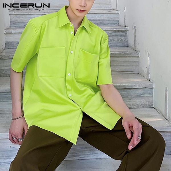 men's casual shirts fashion men shirt solid color streetwear turn down collar short sleeve loose pockets camisa masculina incerun s-5x, White;black
men's casual shirts fashion men shirt solid color streetwear turn down collar short sleeve loose pockets camisa masculina incerun s-5x, White;black