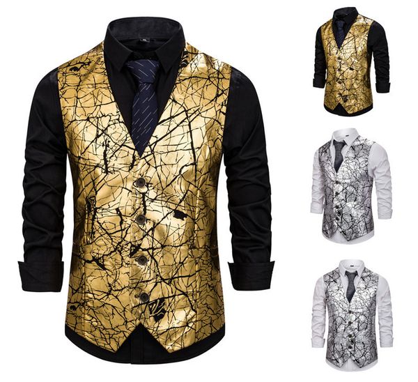 fashion vest men's waistcoat gilded crackle printed single breasted suit european size, Black;white
fashion vest men's waistcoat gilded crackle printed single breasted suit european size, Black;white