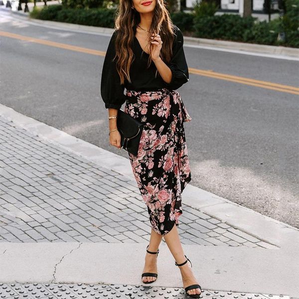 skirts floral chiffon irregular midi skirt high waist temperament casual loose printing open straps half-body, Black
skirts floral chiffon irregular midi skirt high waist temperament casual loose printing open straps half-body, Black
