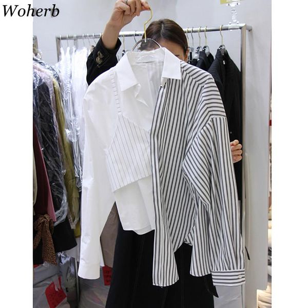 women's blouses & shirts woherb korean woman clothes 2021 spring fashion irregular patchwork striped ladies long sleeve white 92111
women's blouses & shirts woherb korean woman clothes 2021 spring fashion irregular patchwork striped ladies long sleeve white 92111