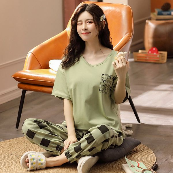 women's sleepwear pyjama pour femme spring summer pajamas for women short sleeve plaid cotton sleepwear set plus size student's pi, Black;red
women's sleepwear pyjama pour femme spring summer pajamas for women short sleeve plaid cotton sleepwear set plus size student's pi, Black;red