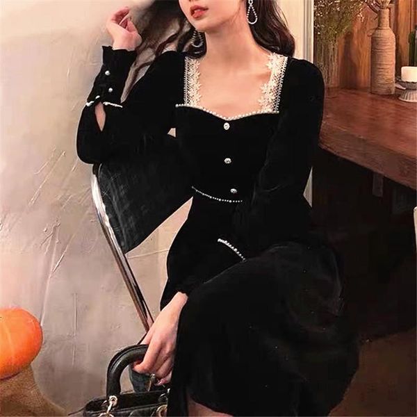 winter vintage black dress women casual elegant long sleeve square collar gothic party female 2021 one-piece korean dresses, Black;gray
winter vintage black dress women casual elegant long sleeve square collar gothic party female 2021 one-piece korean dresses, Black;gray
