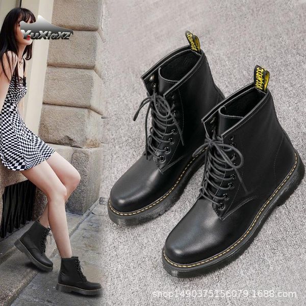 boots female british style thick-soled leather ankle handsome lace-up motorcycle mid-tube rider 6858, Black
boots female british style thick-soled leather ankle handsome lace-up motorcycle mid-tube rider 6858, Black