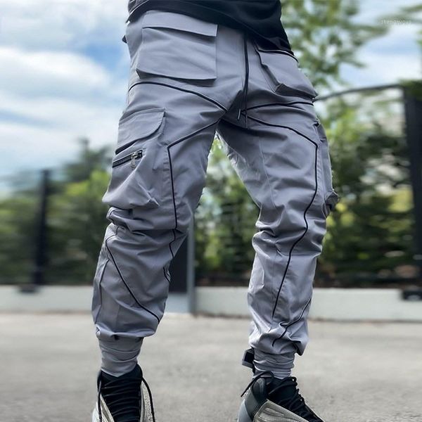 men's pockets casual loose cargo pants boys fashion reflective sportswear fitness running outdoor long plus size trousers, Black
men's pockets casual loose cargo pants boys fashion reflective sportswear fitness running outdoor long plus size trousers, Black