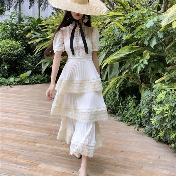 dresses summer beige pleated women short sleeve lace patchwork cascading ruffles long female layer cake, Black;gray
dresses summer beige pleated women short sleeve lace patchwork cascading ruffles long female layer cake, Black;gray