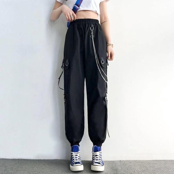 women's pants & capris fashion punk pockets jogger trousers women cargo harem with chain harajuku elastics high waist streetwear, Black;white
women's pants & capris fashion punk pockets jogger trousers women cargo harem with chain harajuku elastics high waist streetwear, Black;white