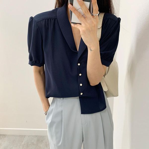 women's blouses & shirts south korea chic minimalist niche lapel single-breasted short-sleeved shirt + high waist straight leisure pant, White
women's blouses & shirts south korea chic minimalist niche lapel single-breasted short-sleeved shirt + high waist straight leisure pant, White