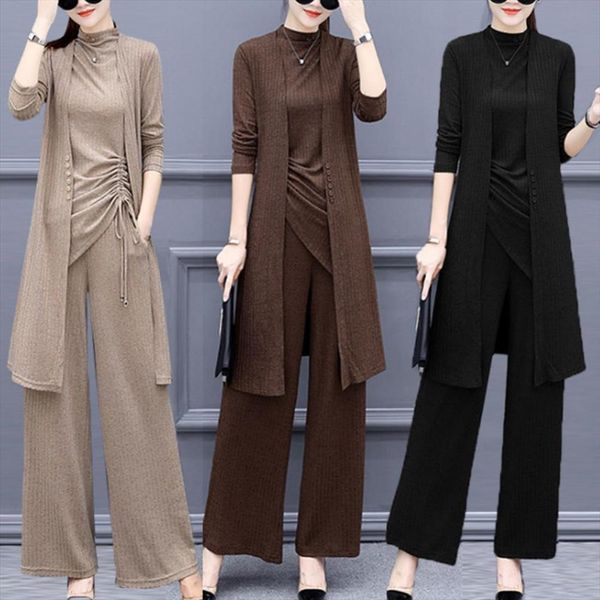 3pcs set casual suit solid womenpant color knit side bandage tanks pants long sleeve cardigan office lady pant sets, White
3pcs set casual suit solid womenpant color knit side bandage tanks pants long sleeve cardigan office lady pant sets, White