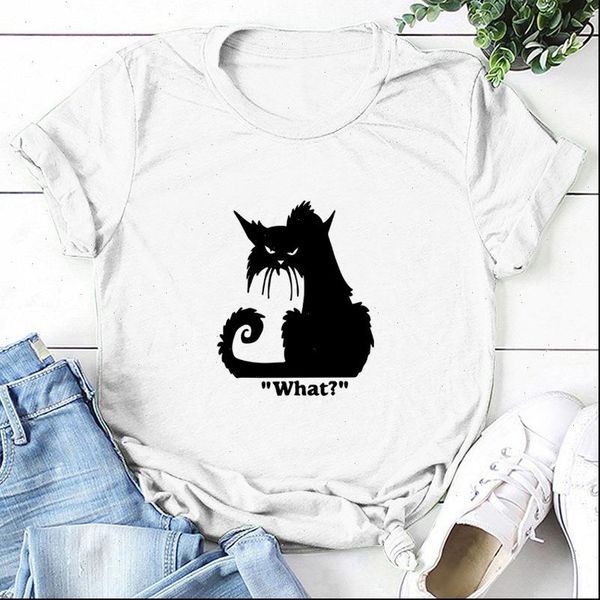 funny what cat print womens t shirts short sleeve o neck loose tee female clothes camisetas mujer, White
funny what cat print womens t shirts short sleeve o neck loose tee female clothes camisetas mujer, White