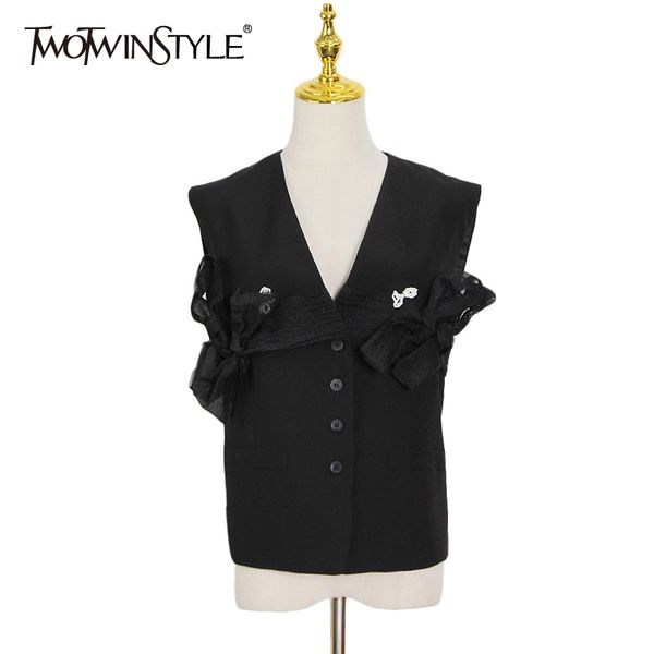 casual patchwork bowknot coat for women v neck sleeveless straight korean coats female spring fashion clothing 210428, Black;white
casual patchwork bowknot coat for women v neck sleeveless straight korean coats female spring fashion clothing 210428, Black;white