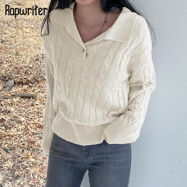 women's sweaters rapwriter casual beige solid sweater women korean twist knitted jumper preppy turn down collar winter knitwear 2021 f, White;black
women's sweaters rapwriter casual beige solid sweater women korean twist knitted jumper preppy turn down collar winter knitwear 2021 f, White;black