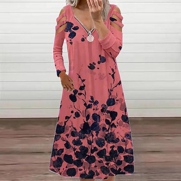 casual dresses women zipper v neck dress elegant floral printed pullover strap long sleeve open back vestidos 40#, Black;gray
casual dresses women zipper v neck dress elegant floral printed pullover strap long sleeve open back vestidos 40#, Black;gray