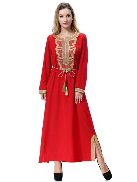 ethnic clothing muslim arab middle east ladies temperament parquet lace up stitching under the edge slit robe long skirt dress, Red
ethnic clothing muslim arab middle east ladies temperament parquet lace up stitching under the edge slit robe long skirt dress, Red