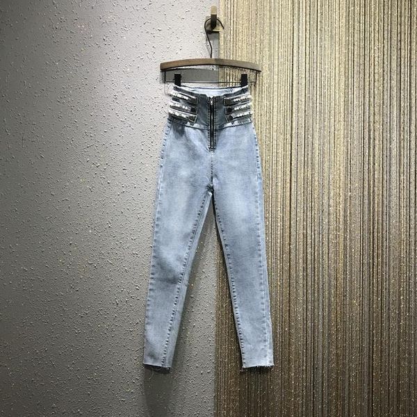 women's jeans high waist woman rhinestone beaded 2021 spring european style stretch slim-fit skinny pencil pants, Blue
women's jeans high waist woman rhinestone beaded 2021 spring european style stretch slim-fit skinny pencil pants, Blue