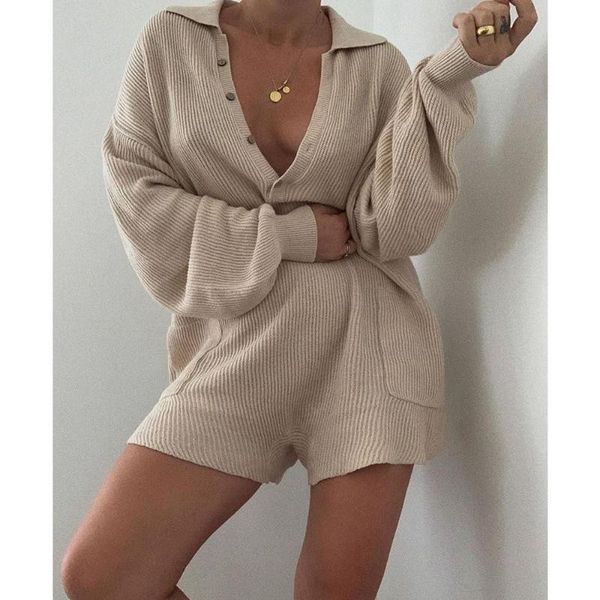women's jumpsuits & rompers lugentolo womens knitted jumpsuit long sleeve lapel collar loose home casual 2021 fall fashion playsuits, Black;white
women's jumpsuits & rompers lugentolo womens knitted jumpsuit long sleeve lapel collar loose home casual 2021 fall fashion playsuits, Black;white