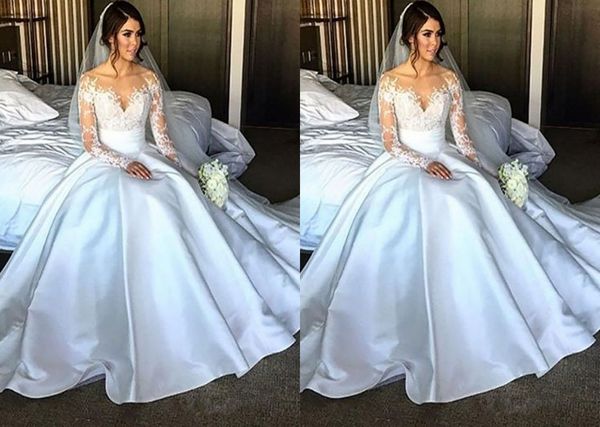 2022 sheer neck illusion elegant wedding dress bridal gowns long sleeves satin applique lace a line princess designer, White
2022 sheer neck illusion elegant wedding dress bridal gowns long sleeves satin applique lace a line princess designer, White