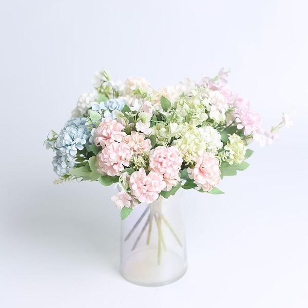 head artificial hydrangea flowers diy wedding decoration fake flower bride holding small bouquet winter home decorative & wreaths
