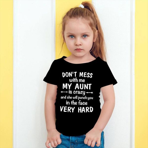 dont mess with me my aunt is crazy print funny kids summer toddler boys girls streetwear children fashion t shirt, Blue
dont mess with me my aunt is crazy print funny kids summer toddler boys girls streetwear children fashion t shirt, Blue