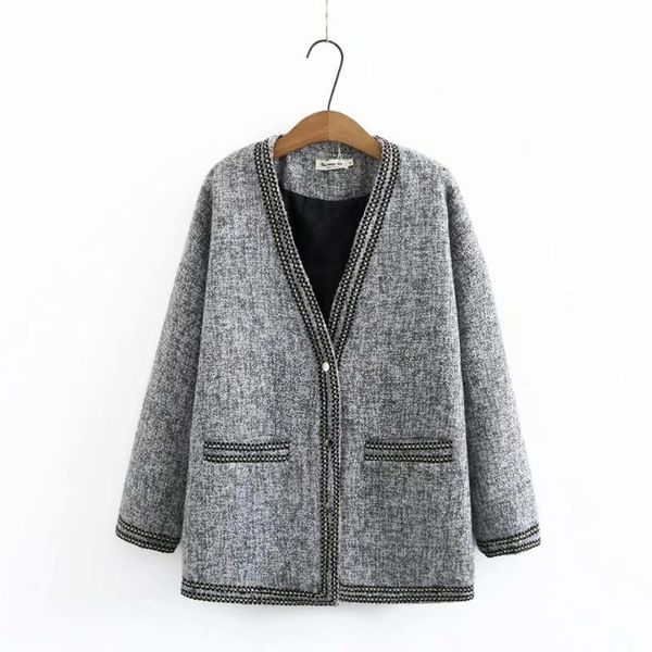women's wool & blends plus size v neck knitted women loose silver jackets 2021 winter casual ladies pockets female, Black
women's wool & blends plus size v neck knitted women loose silver jackets 2021 winter casual ladies pockets female, Black