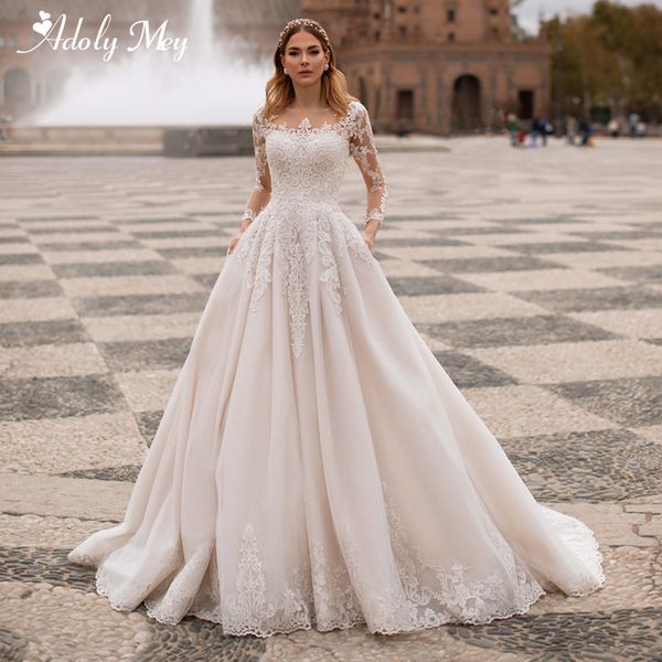 adoly mey glamorous appliques full sleeve a-line wedding dress 2021 luxury scoop neck beading court train princess wedding gown, Black;gray
adoly mey glamorous appliques full sleeve a-line wedding dress 2021 luxury scoop neck beading court train princess wedding gown, Black;gray
