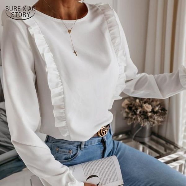 women's blouses & shirts 2021 back button lady shirt autumn pleated wood ear women blouse long-sleeved solid color female blusas mujer, White
women's blouses & shirts 2021 back button lady shirt autumn pleated wood ear women blouse long-sleeved solid color female blusas mujer, White