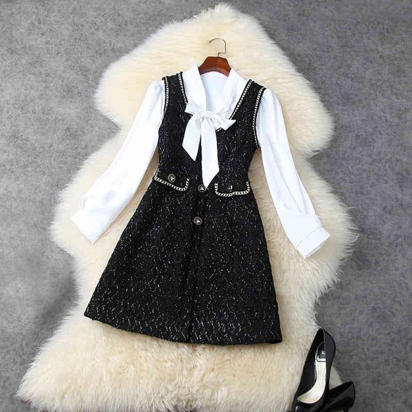 two piece dress spring long sleeve round neck white ribbon tie blouse + sleeveless panelled buttons mini suits 2 s set lj1111768 80ya
two piece dress spring long sleeve round neck white ribbon tie blouse + sleeveless panelled buttons mini suits 2 s set lj1111768 80ya