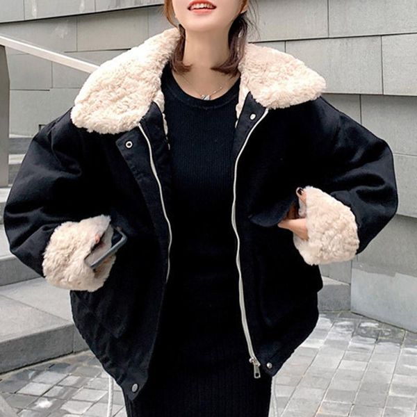 women's down & parkas winter autumn warm 2021 womens lapel collar lamb's fleece long sleeve jacket fashion cotton coat zipper for, Black
women's down & parkas winter autumn warm 2021 womens lapel collar lamb's fleece long sleeve jacket fashion cotton coat zipper for, Black