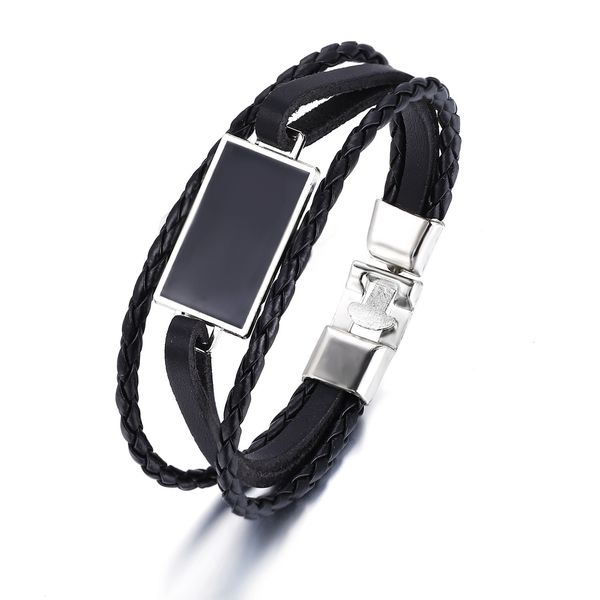 50368 geometric artificial leather bracelet creative simple black men's bracelet, Silver
50368 geometric artificial leather bracelet creative simple black men's bracelet, Silver