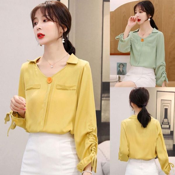 women temperament solid color v-neck long sleeve drawstring chiffon shirt * women's blouses & shirts, White
women temperament solid color v-neck long sleeve drawstring chiffon shirt * women's blouses & shirts, White